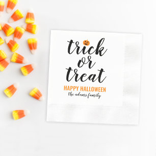 Aangepaste halloween trick or treat modern script servet