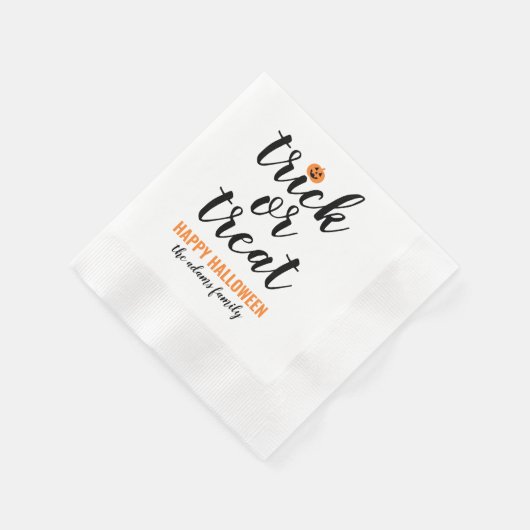 Aangepaste halloween trick or treat modern script servet (Hoek)