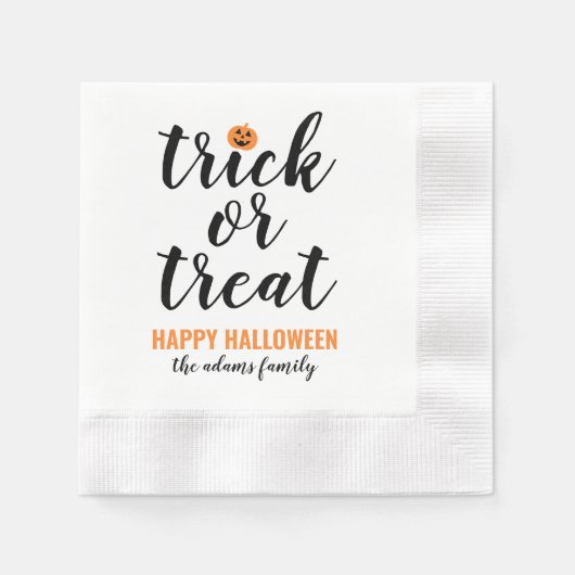 Aangepaste halloween trick or treat modern script servet (Voorkant)
