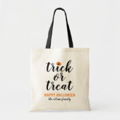 Aangepaste halloween trick or treat modern script tote bag (Voorkant)