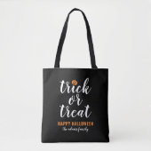 Aangepaste halloween trick or treat modern script tote bag (Voorkant)