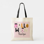 Aangepaste Halloween Trick or treat Roze Mummy Pom Tote Bag (Achterkant)