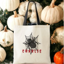 Aangepaste Halloween Trick or treat Spinnenweb Tote Bag