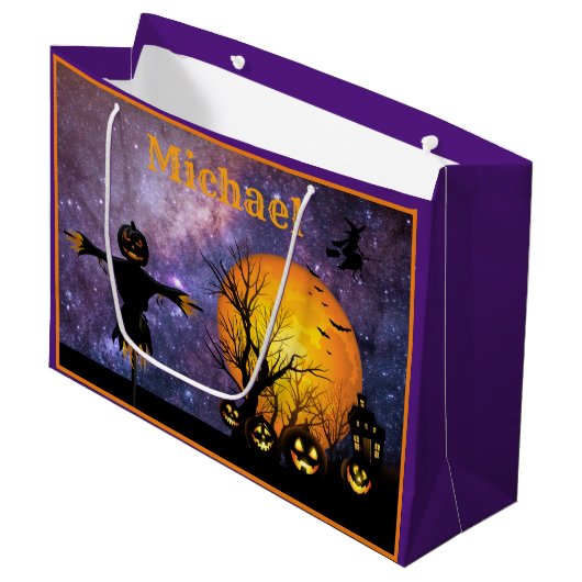 Aangepaste halloween Trick or treat tas Groot Cadeauzakje (Voorkant Gekanteld)
