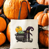 Aangepaste Halloween Trick or treat Witch Bat Caul Tote Bag