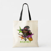 Aangepaste Halloween Trick or treat Witch Black St Tote Bag (Achterkant)