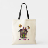 Aangepaste Halloween Trick Treat Haunted House Wit Tote Bag (Achterkant)