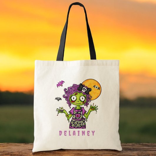 Aangepaste Halloween Trick Treat Zombie Cook Tote Bag