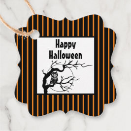 Aangepaste Halloween Uil op Tak met Maan Bedankjes Labels