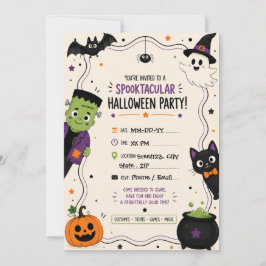 Aangepaste Halloween-uitnodiging Grappig Monster   Kaart