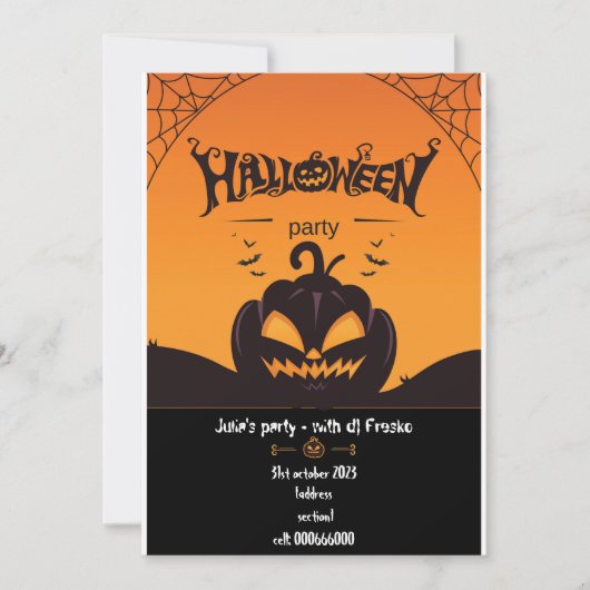 Aangepaste halloween uitnodiging voor halloween fe (Voorkant)