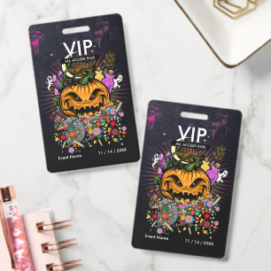 Aangepaste Halloween VIP All Access Pas Griezelfig Badge