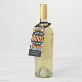 Aangepaste Halloween Wine Label, hier voor de Boos Flessenhanger (Schuin)