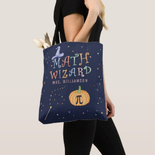 Aangepaste Halloween Wiskunde Wizard Pumpkin Pi Te Tote Bag