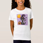 Aangepaste Halloween Zwarte Kat Pompoen T-shirt (Voorkant)