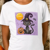 Aangepaste Halloween Zwarte Kat Pompoen T-shirt