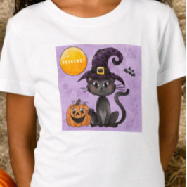 Aangepaste Halloween Zwarte Kat Pompoen T-shirt