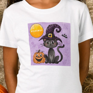 Aangepaste Halloween Zwarte Kat Pompoen T-shirt