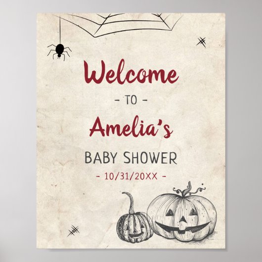 Aangepaste Hallowen Baby Shower Deur Muur Welkom Poster (Voorkant)