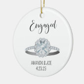 Aangepaste Halo Diamond Verloving Ring illustratie Keramisch Ornament (Links)