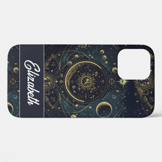 Aangepaste halve maan en sterren Celestial Case-Mate iPhone Case (Achterkant (horizontaal))
