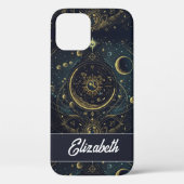 Aangepaste halve maan en sterren Celestial Case-Mate iPhone Case (Achterkant)