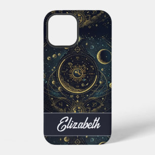 Aangepaste halve maan en sterren Celestial iPhone 12 Hoesje