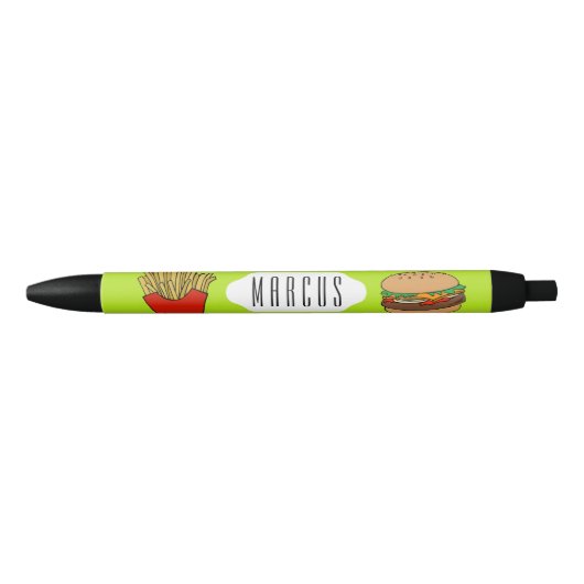 Aangepaste Hamburger- en franse frietpen Zwarte Inkt Pen (Voorkant)