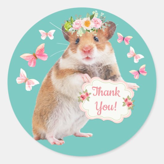 Aangepaste hamster / muis dank u ronde sticker (Voorkant)