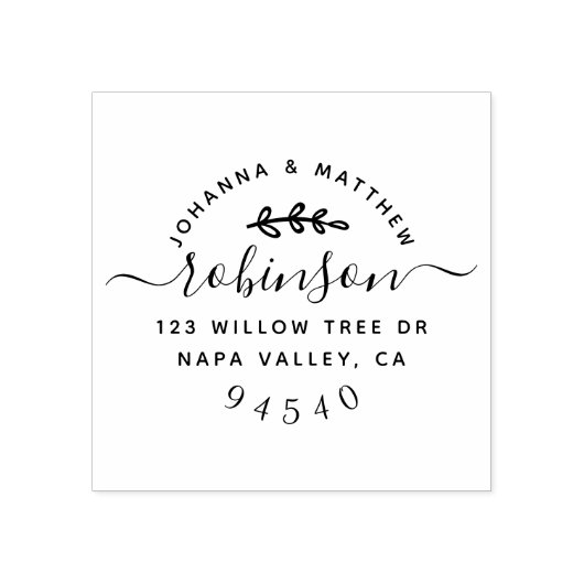 Aangepaste hand geletterd script bruiloft retour a rubberstempel (Afrduk)