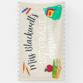 Aangepaste Hand Geschreven Leraar Naam Klaslokaal  Spandoek (Verticaal)