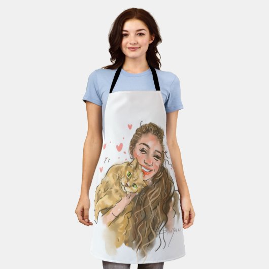 Aangepaste hand - getekend Schort | Gepersonalisee (Gedragen)