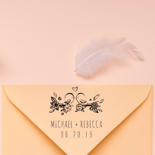 Aangepaste Hand-getekende Tortelduifjes Couple's N Rubberstempel