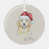 Aangepaste Hand getrokken Golden Retriever Portret Glas Ornament (Voorkant)