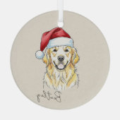 Aangepaste Hand getrokken Golden Retriever Portret Glas Ornament (Achterkant)