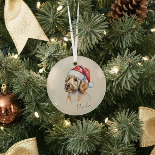 Aangepaste Hand getrokken Gouden Doodle Portret en Glas Ornament