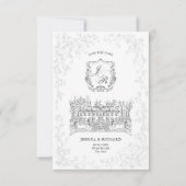 Aangepaste hand getrokken grillige bruiloft herenh save the date (Voorkant)