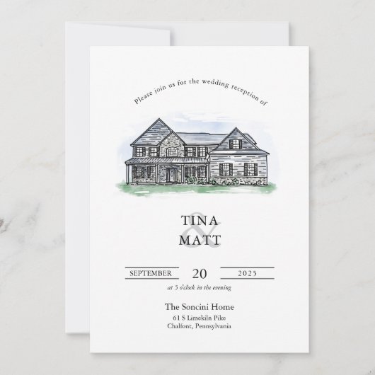 Aangepaste hand getrokken illustratie bruiloft kaart (Voorkant)