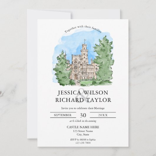 Aangepaste hand getrokken kasteel locatie illustra kaart (Voorkant)