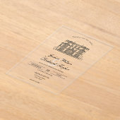 Aangepaste Hand getrokken Locatie Manor Illustrati Acryl Uitnodigingen (Laagn)