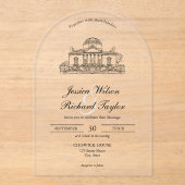 Aangepaste Hand getrokken Locatie Manor Illustrati Acryl Uitnodigingen (Voorkant)