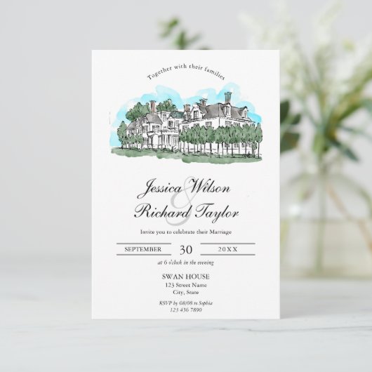 Aangepaste Hand getrokken Locatie Manor Illustrati Kaart (Staand voorkant)