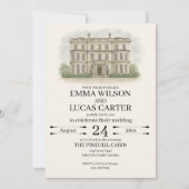 Aangepaste Hand getrokken Venue Illustratie Huweli Kaart (Voorkant)