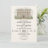 Aangepaste Hand getrokken Venue Illustratie Huweli Kaart (Staand voorkant)