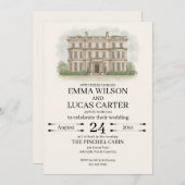 Aangepaste Hand getrokken Venue Illustratie Huweli Kaart (Voorkant / Achterkant)