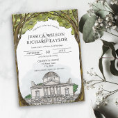 Aangepaste Hand getrokken Venue Illustratie Huweli Kaart