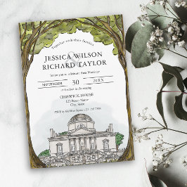 Aangepaste Hand getrokken Venue Illustratie Huweli Kaart