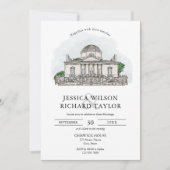 Aangepaste Hand getrokken Venue Illustratie Trouwe Kaart (Voorkant)