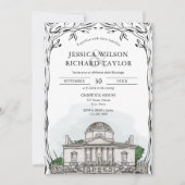 Aangepaste Hand getrokken Venue Illustratie Trouwe Kaart (Voorkant)