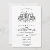 Aangepaste Hand getrokken Venue Illustratie Trouwe Kaart (Voorkant)